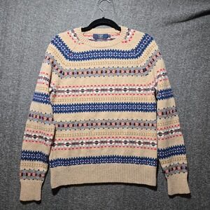 J. CREW Fair Isle Nordic Crewneck Pullover Sweater 100% Lambswool Size Small